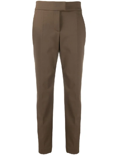 Shop Brunello Cucinelli Cropped Slim-fit Trousers In Brown