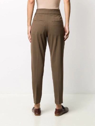 Shop Brunello Cucinelli Cropped Slim-fit Trousers In Brown
