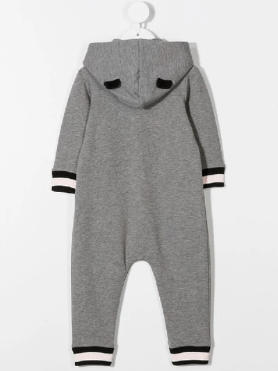 Shop Moncler Side Stripe Hooded Romper In 987 Grigio