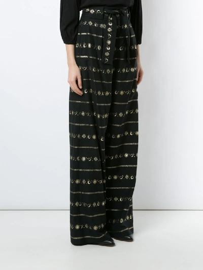 Shop Nk Angela Jacquard Embroidery Trousers In Black