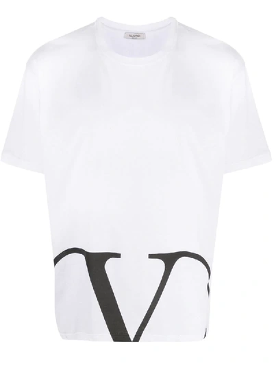 Shop Valentino Vlogo Print T-shirt In White