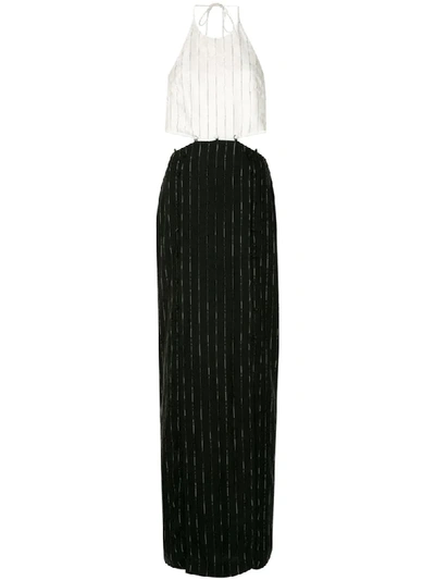 Shop Dion Lee Pinstripe-print Panelled Gown In Black