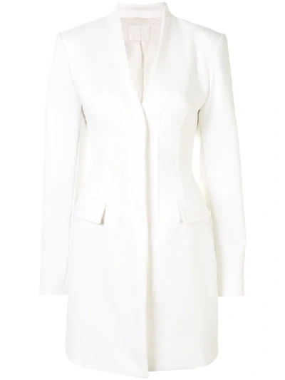 Shop Dion Lee Frame Collarless Slim-fit Blazer In White