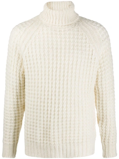 Shop Nuur Waffle-knit Roll Neck Jumper In White