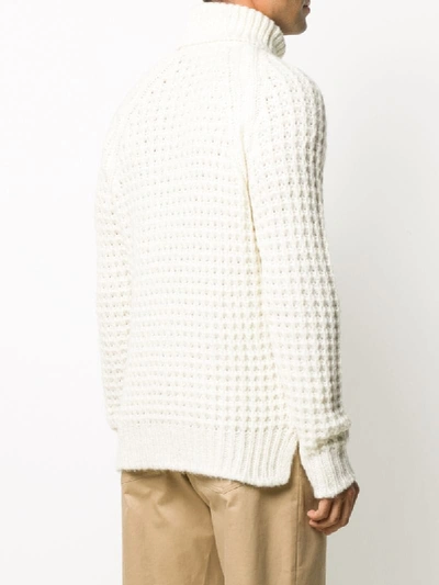 Shop Nuur Waffle-knit Roll Neck Jumper In White