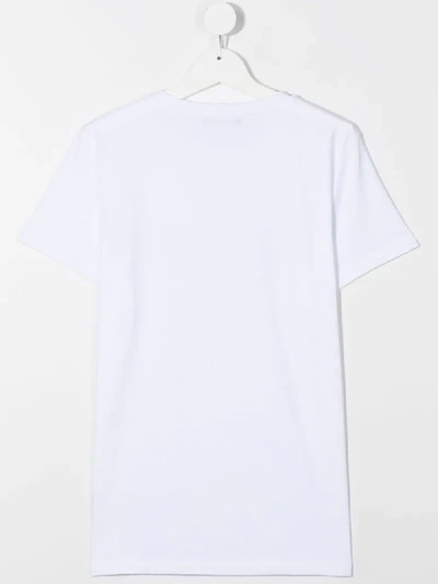 Shop Balmain Teen Logo-print Crew Neck T-shirt In White