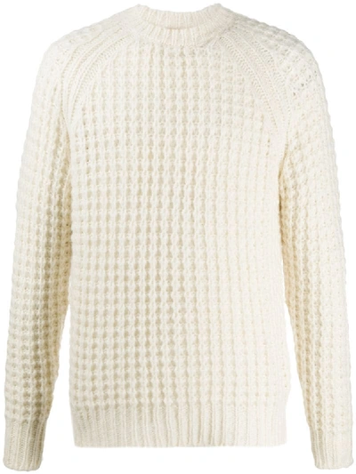 Shop Nuur Waffle-knit Crew Neck Jumper In Neutrals