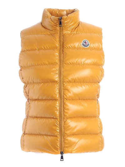 Shop Moncler Ghany Waistcoat In Mustard Color In Yellow