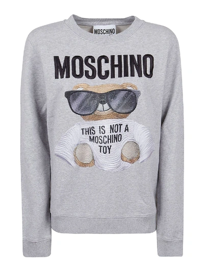 Shop Moschino Teddy Bear Print Sweatshirt In Grey
