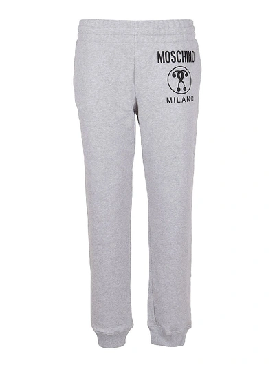 Shop Moschino Logo Print Cotton Track Pants In Grey