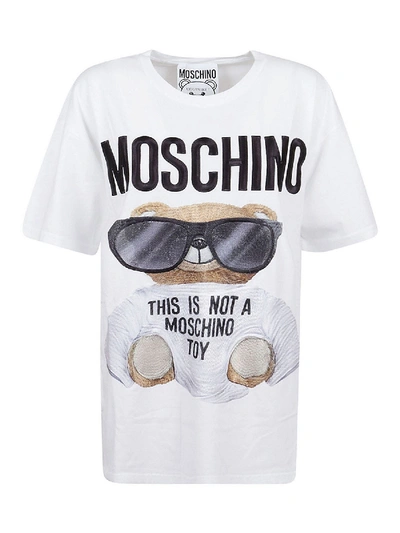 Shop Moschino Teddy Bear Print T-shirt In White