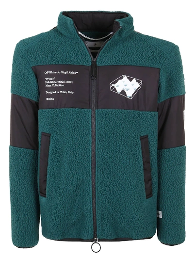 Shop Off-white Polar Fleece Jacket In Dark Green Whit