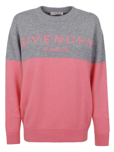 Shop Givenchy Crew Neck Sweater In Pink Grey