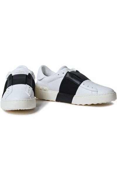 Shop Valentino Open Two-tone Leather Sneakers In White