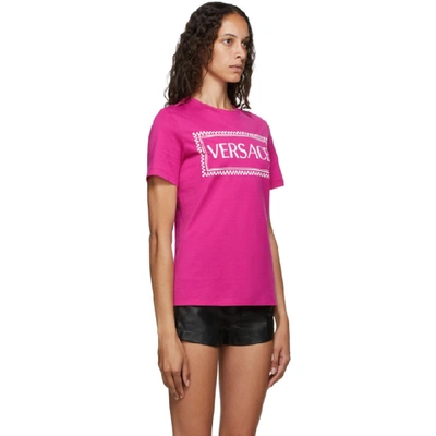 Shop Versace Pink 90s Logo T-shirt In A2214 Fuxia
