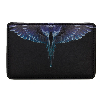 Shop Marcelo Burlon County Of Milan Black And Blue Ghost Wings Card Holder In Black Turqu