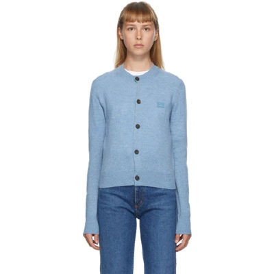 Shop Acne Studios Blue Patch Crewneck Cardigan In Aao Mineral