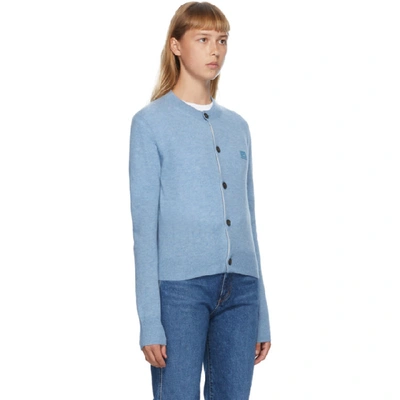 Shop Acne Studios Blue Patch Crewneck Cardigan In Aao Mineral