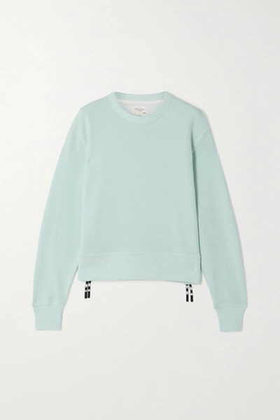 Shop Rag & Bone Frankie Zip-embellished Cotton-blend Jersey Sweatshirt In Blue