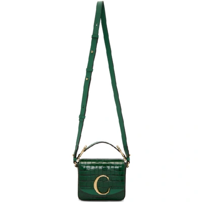 Shop Chloé Green Mini Croc ' C' Bag In 3h0 Woodsyg