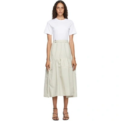 Shop 3.1 Phillip Lim / フィリップ リム 3.1 Phillip Lim White And Beige Belted Shirred T-shirt Dress In St252 Stone