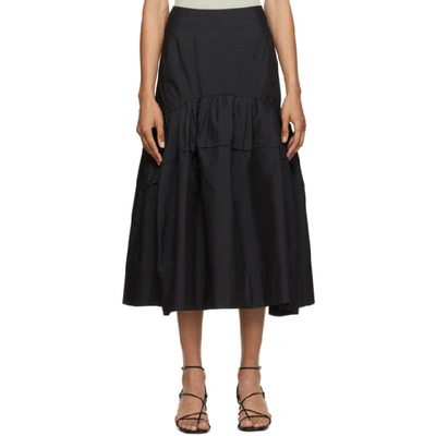 3.1 Phillip Lim Ruffled Cotton-blend Poplin Midi Skirt In Black