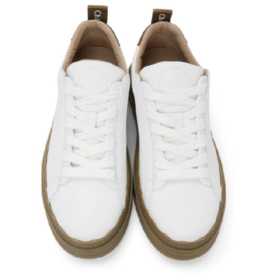 Shop Chloé White & Brown Lauren Sneakers In 20f Brown