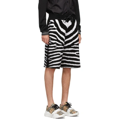 Shop Burberry Black And White Wool Janson Shorts In Black A1189