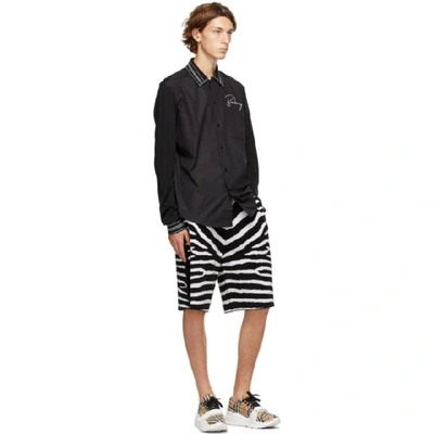 Shop Burberry Black And White Wool Janson Shorts In Black A1189
