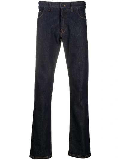 Shop Fendi Ff Motif Straight-leg Jeans In Blue