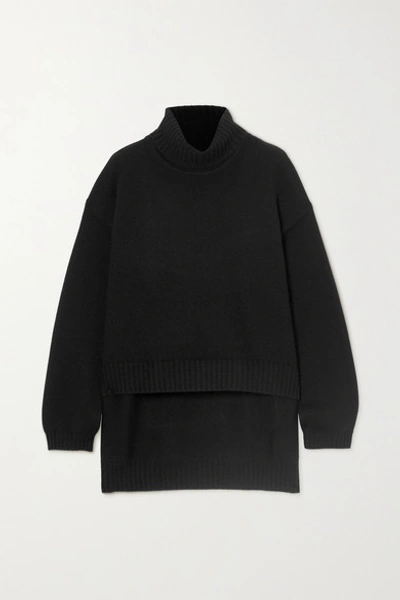 Shop Tom Ford Asymmetric Cashmere Turtleneck Sweater In Black