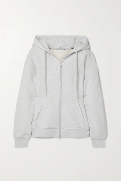 Shop Alexander Wang T French Cotton-terry Hoodie In Light Gray