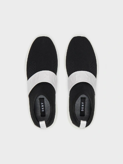 Shop Dkny Women's Pippa Slip-on Logo Sneaker - In Black/white