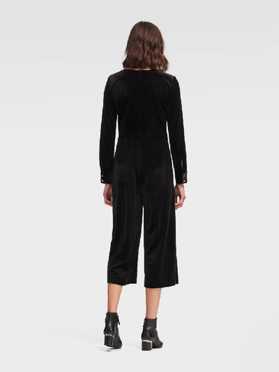 Shop Dkny Unisex Cropped Velvet Jumpsuit - In Black