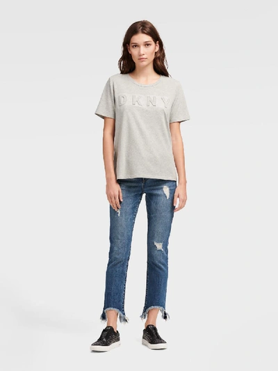 Shop Dkny Unisex Embossed Logo Tee - In Heather Grey