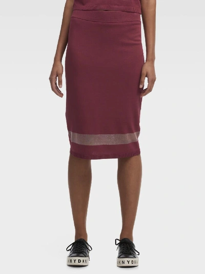 Shop Donna Karan Dkny Women's Stretch Midi Skirt With Mesh Detail - In Mauve