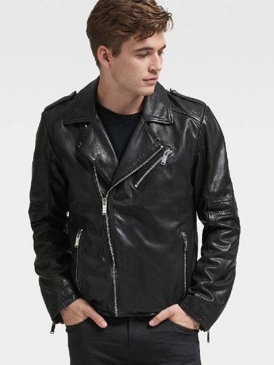 Donna Karan Dkny Men s Burnished leather Biker Jacket In Black