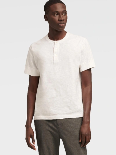 Shop Donna Karan Dkny Men's Short-sleeve Slub Henley - In Standard White