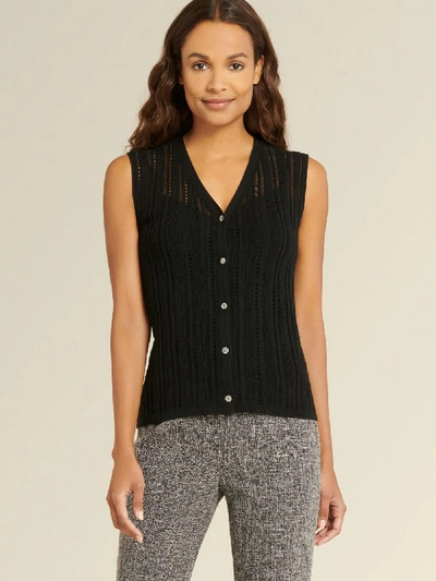 Shop Donna Karan Women's Sleeveless Crochet Sweater - In Black