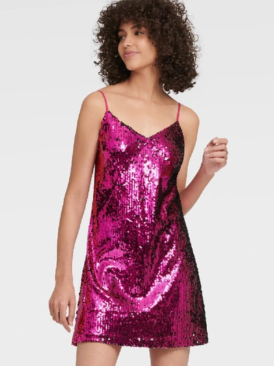 Shop Donna Karan Dkny Women's Sequin Slip Dress - In Black/orchid