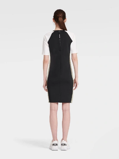 Shop Donna Karan Dkny Women's Body-con Colorblock Dress - In Black/olive