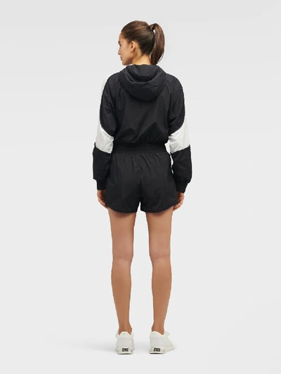 Shop Dkny Women's Colorblocked Hooded Track Romper - In Black