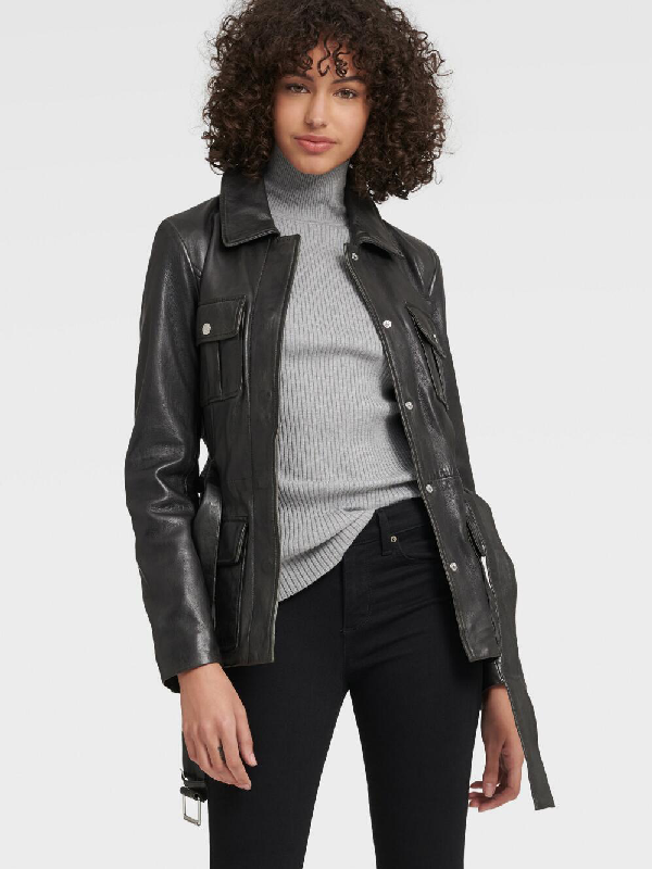 dkny genuine leather jacket