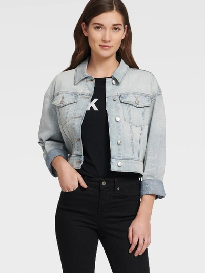 Shop Dkny Women's Side Lacing Detail Denim Jacket - In White