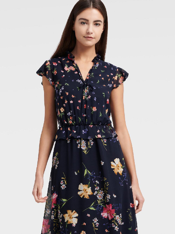ruffle tiered midi dress