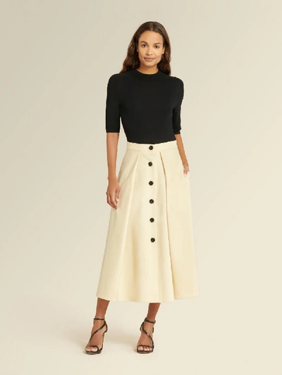 Shop Donna Karan Women's Button Front Pleated Skirt - In Buff