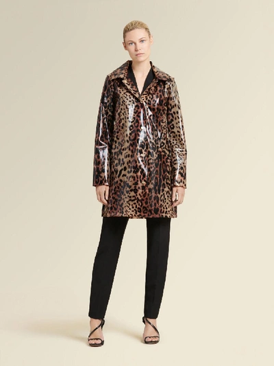 Shop Donna Karan Women's Glossy Raincoat - In Leopard