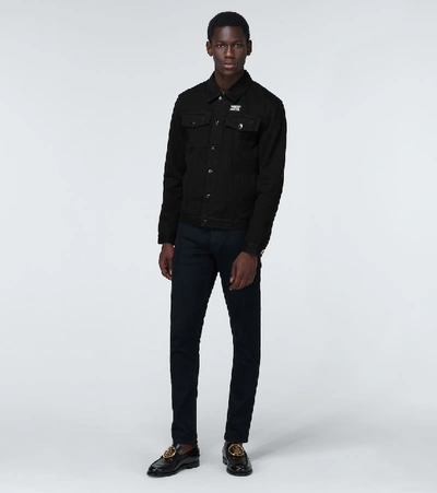 Shop Burberry Satchwell Slim-fit Denim Jacket In Black