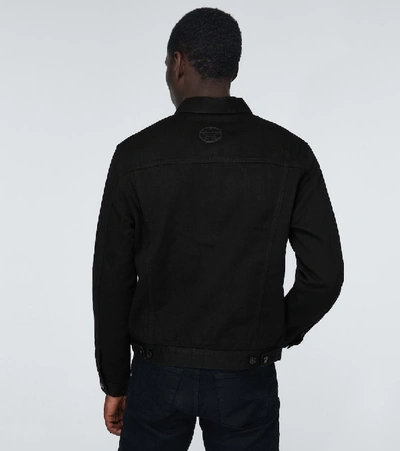 Shop Burberry Satchwell Slim-fit Denim Jacket In Black