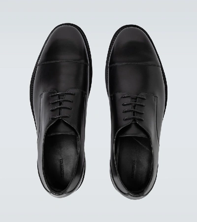 Shop Balenciaga Leather Derby Shoes With Logo In Black